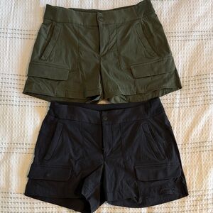 2 Pair Athleta Women's Trekkie Cargo Shorts - Olive and Black Size 6